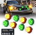 White Amber LED Strobe Lights Kit, Surface Mount Flashing Hazard Warning Light - 8 PCS T74313