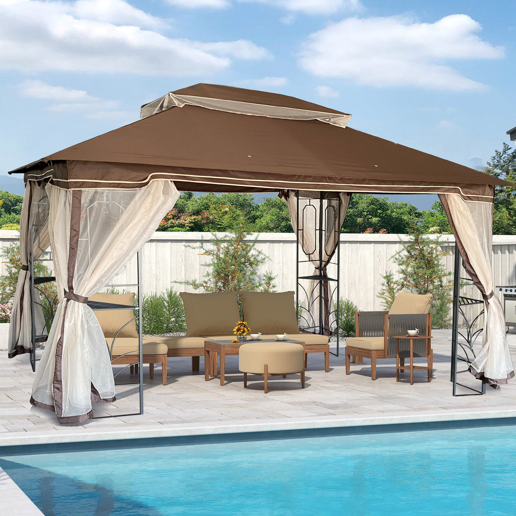 Coffee Top Outdoor Patio Gazebo Canopy Tent With Mosquito Net X2320