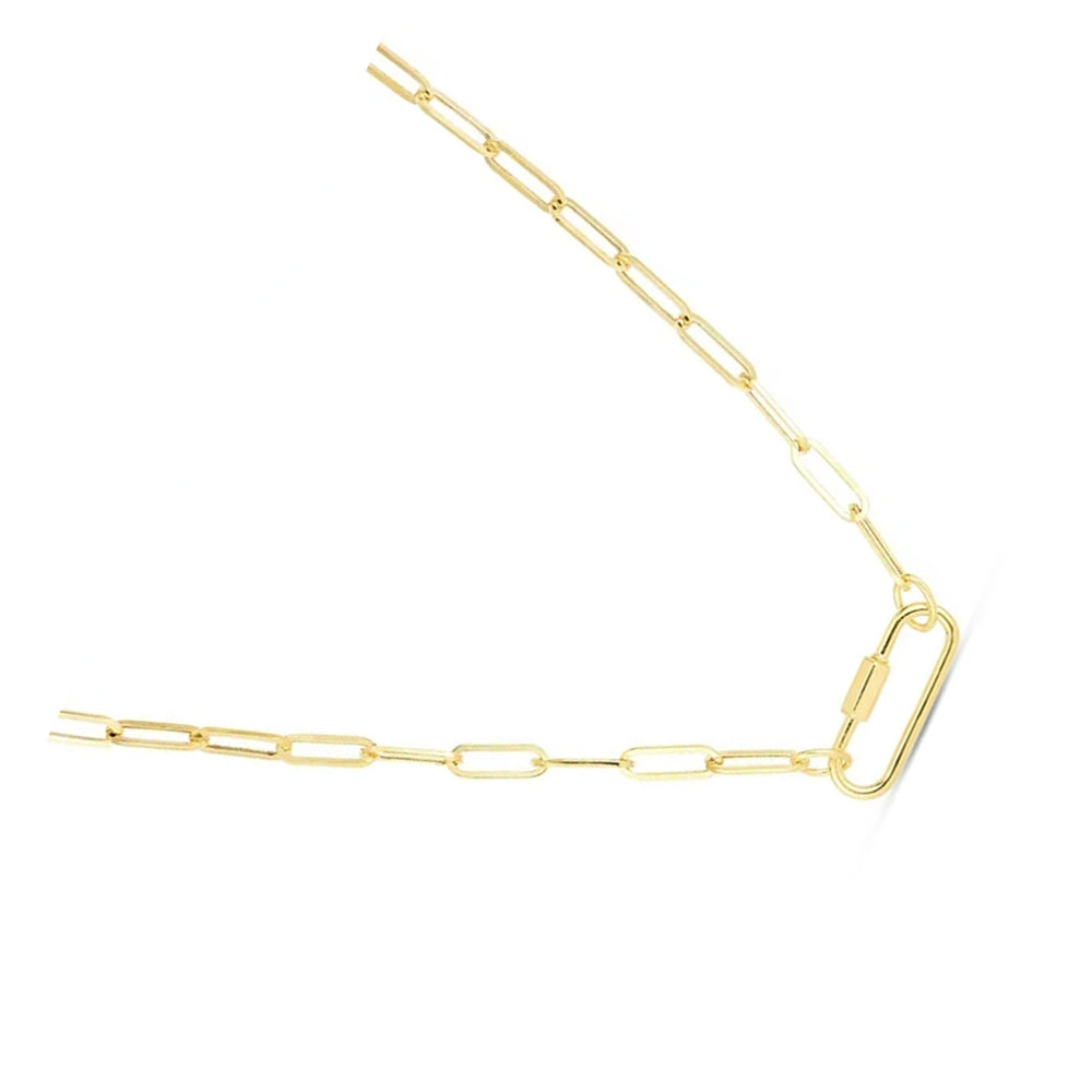 14k Yellow Gold Oval Paperclip Chain Necklace with Carabiner Clasp - 18" X5812