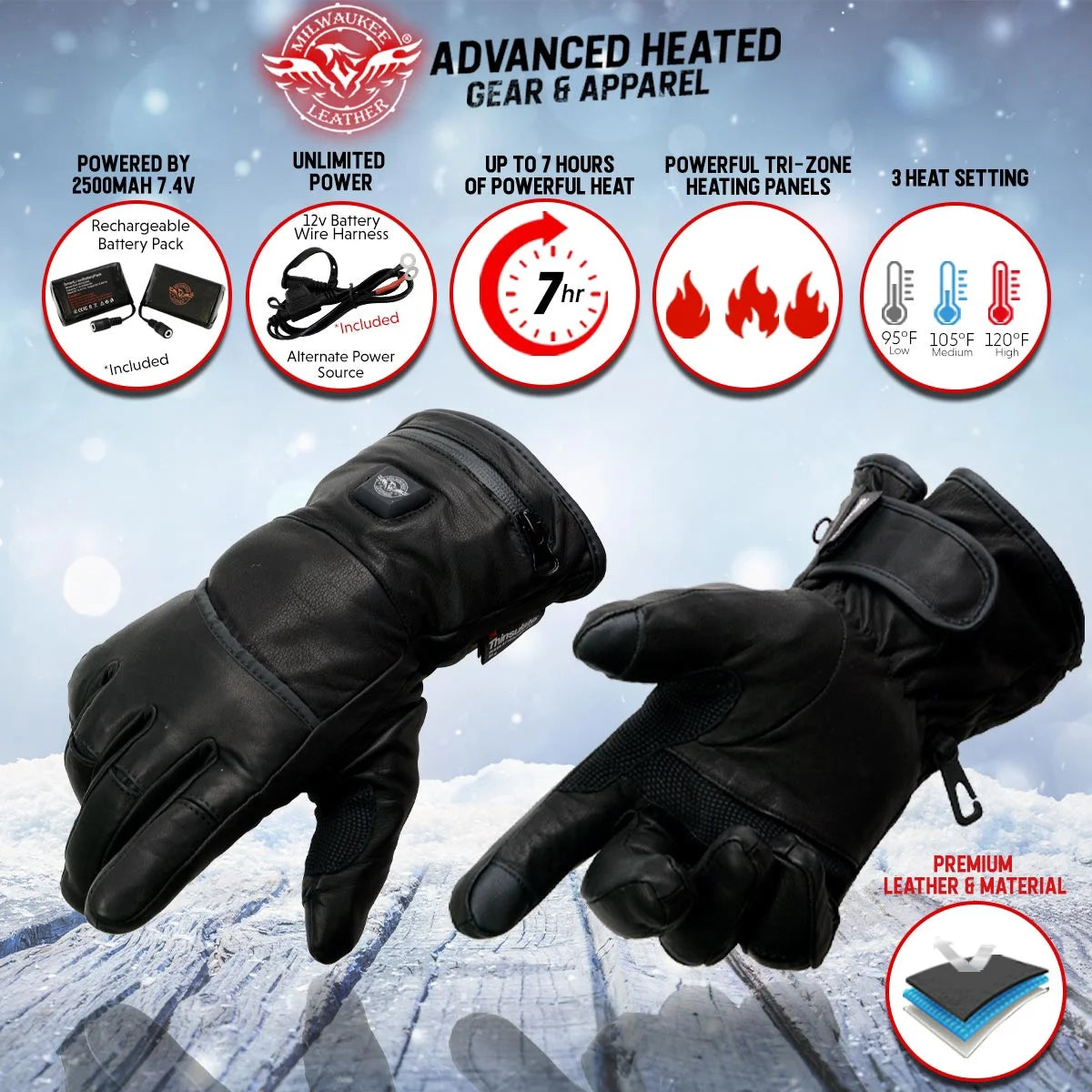 Heated Winter Gloves with Battery E4276