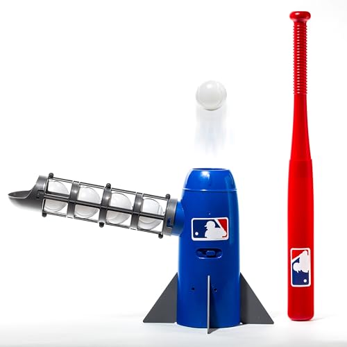 Multicolor Kids Baseball Pitching Machine with 5 Plastic Baseballs & Baseball Bat D1393