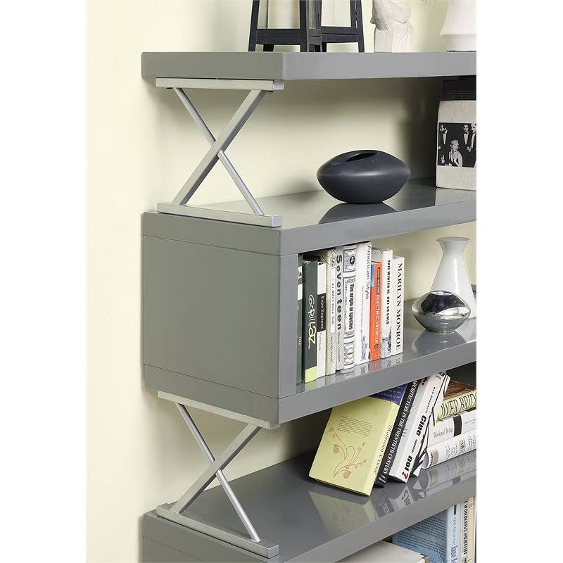 Glossy Gray Contemporary Bookcase N633960
