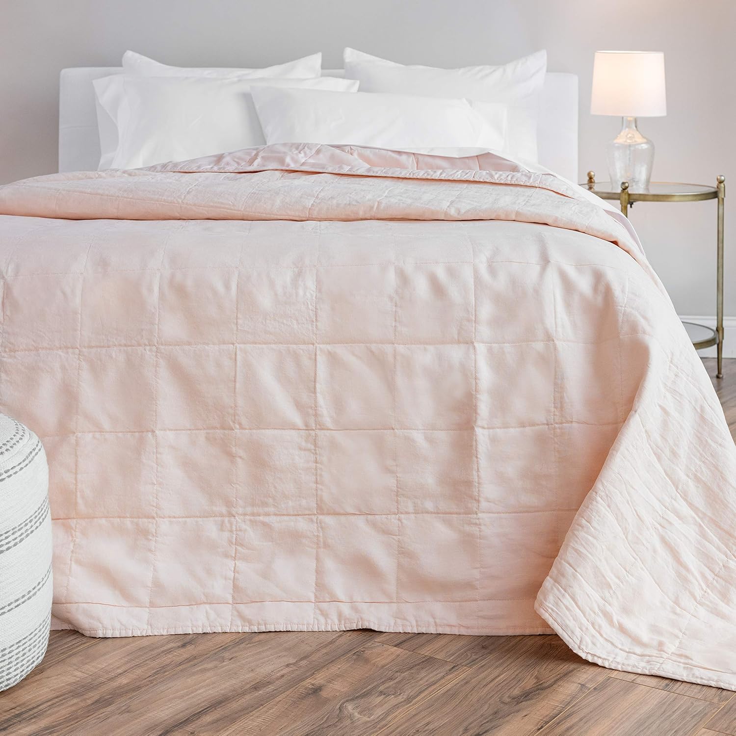 Rose Pink Full/Queen Size Linen and Cotton Percale Quilt T177568