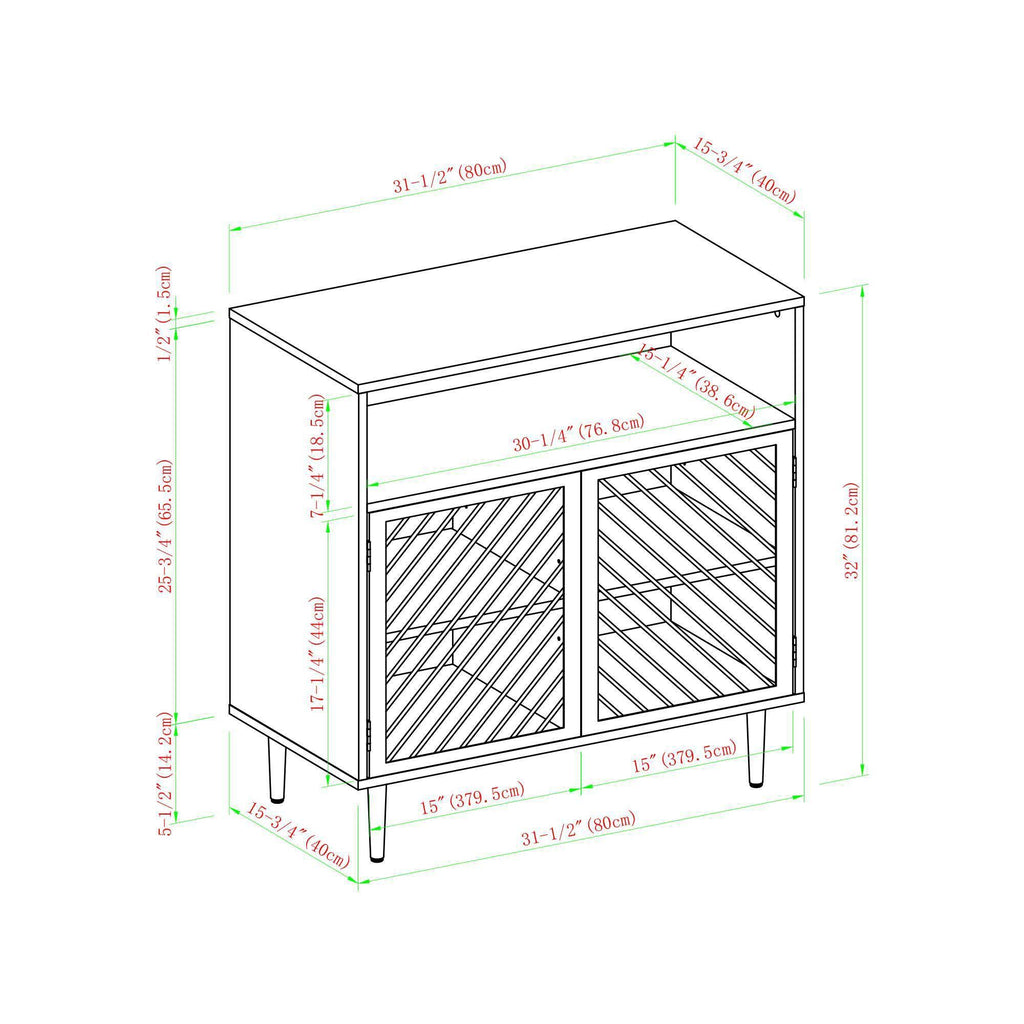 Industrial Metal Door Accent Cabinet Dark Walnut D24493