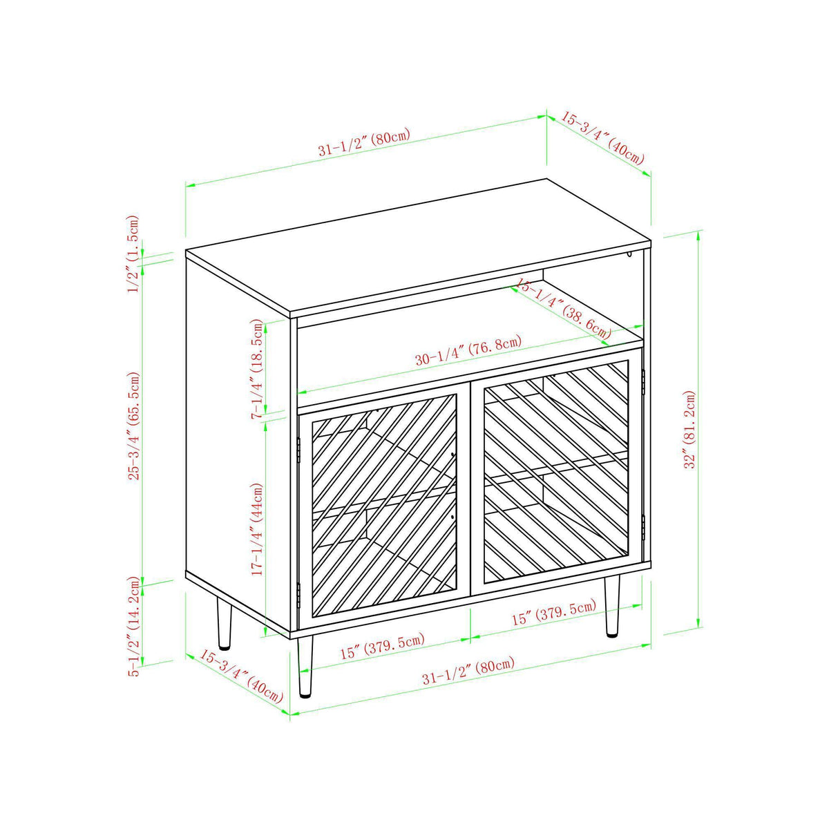 Industrial Metal Door Accent Cabinet Dark Walnut D24493