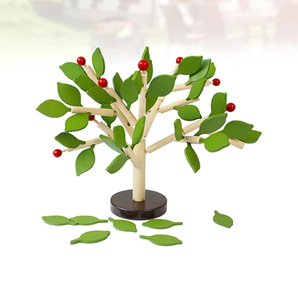 Creative Wooden Tree Blocks with Leaves 3D Building Set Toy J898