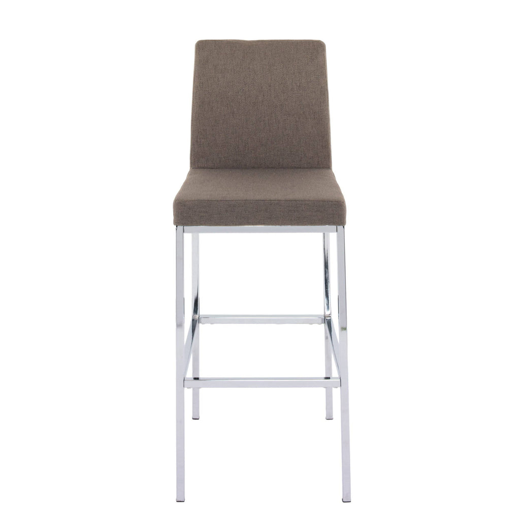 Beige Fabric Barstools with Chrome Legs Set of 2 V1961