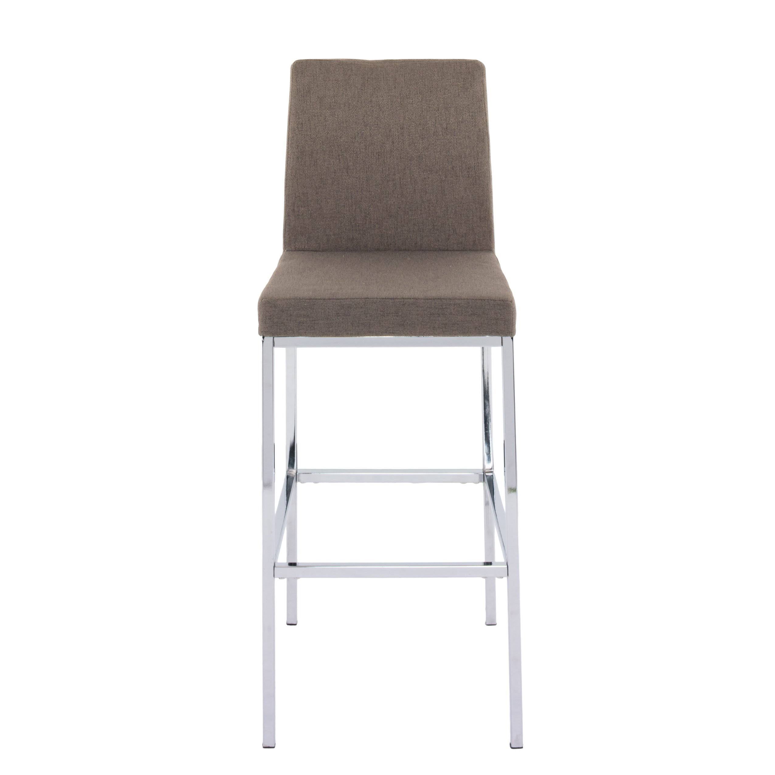 Beige Fabric Barstools with Chrome Legs Set of 2 V1961