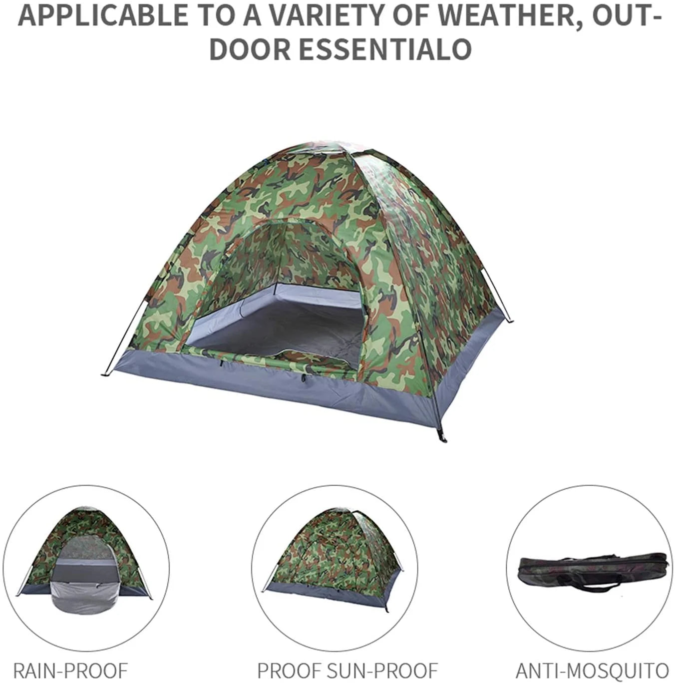 Camouflage Waterproof Dome Tent with Carry Bag X956658
