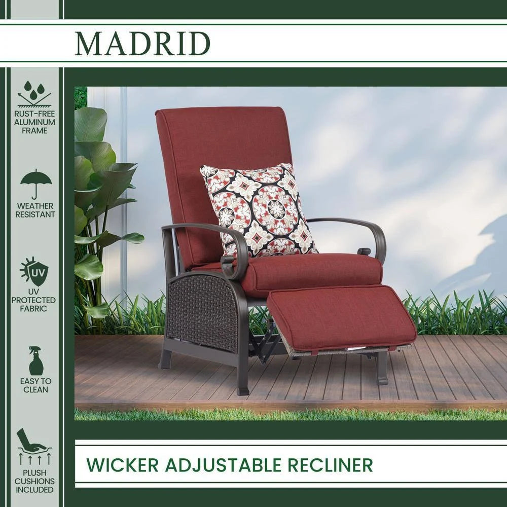 Brown/Red Wicker Adjustable Recliner S81519