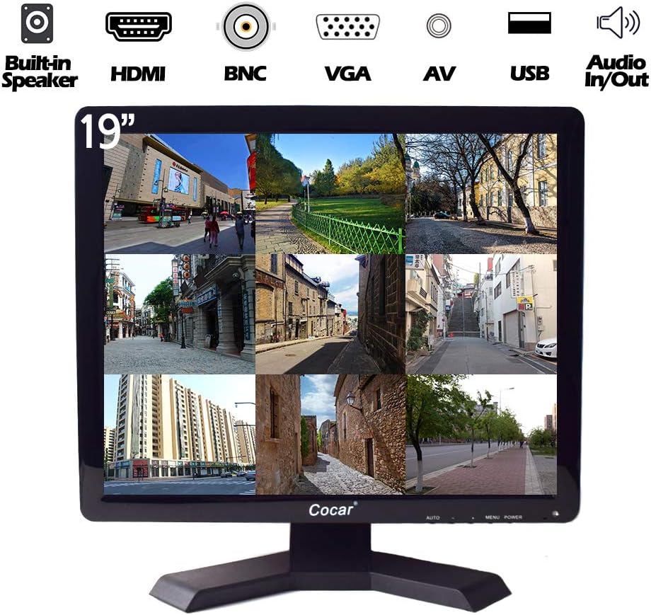 17 inch CCTV Monitor with VGA HDMI AV BNC Audio Ports Built-in Speaker 4:3 HD Display LCD Security Screen Z2891