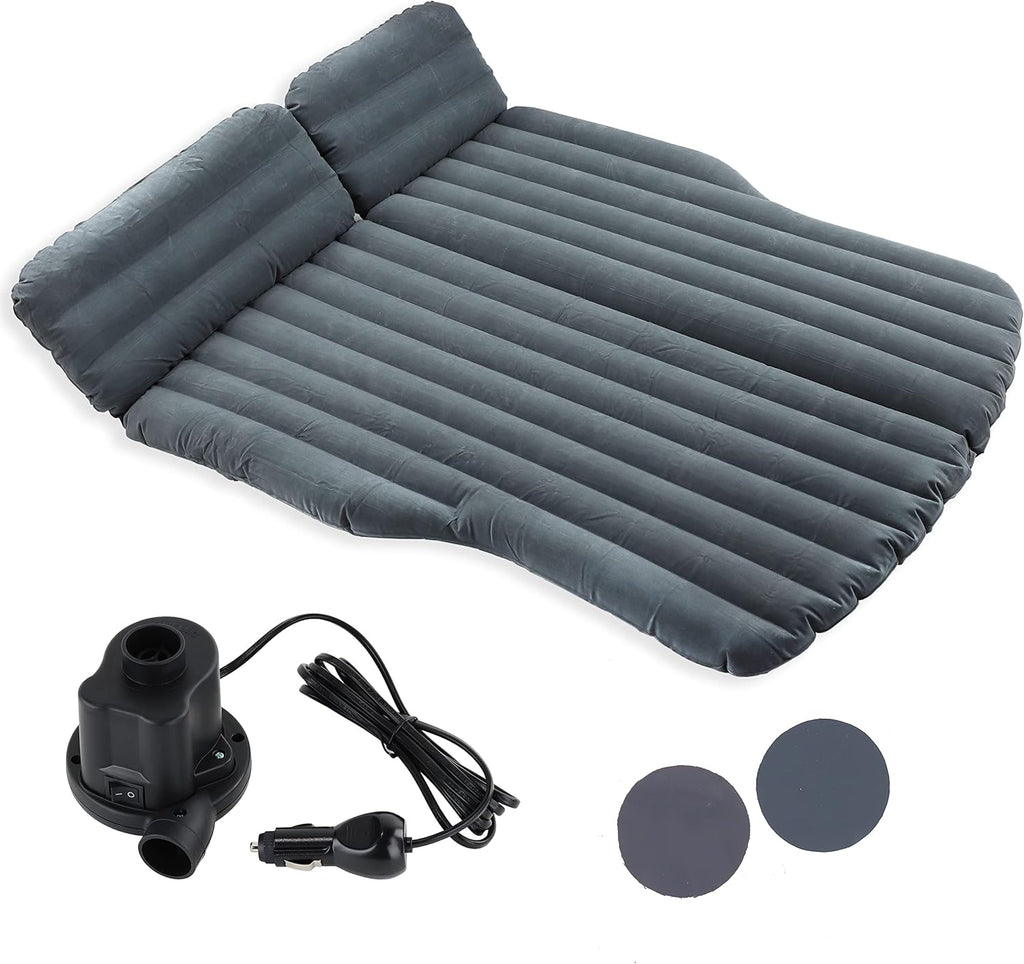 Inflatable Car Air Mattress with Pump, Grey V4230