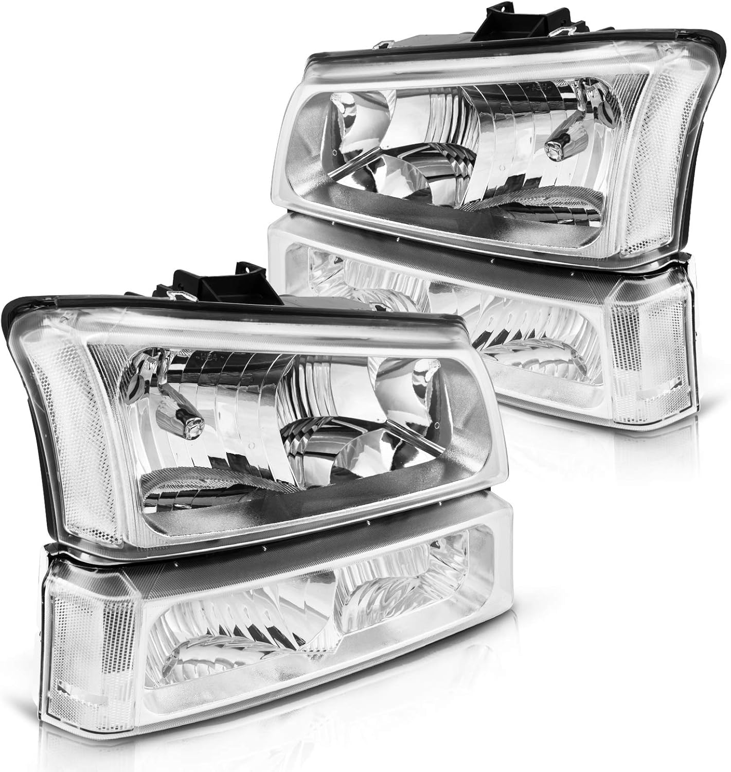 Chrome Housing Clear Reflector Smoke Lens Headlight Assembly V82043