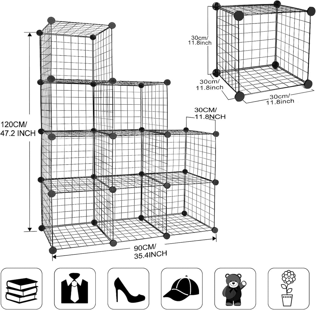 16-Cube Modular Wire Cube Storage Organizer, Black Q751