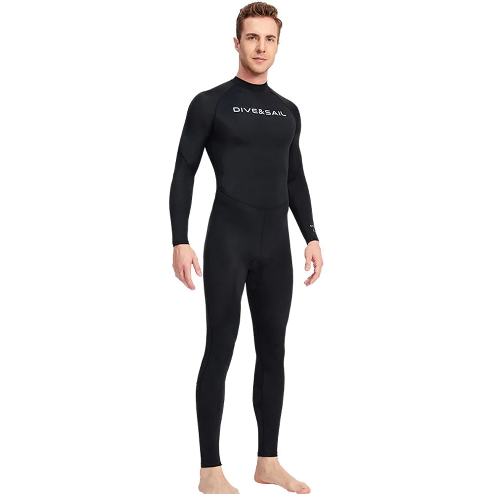 Men One Piece Swimsuit with Back Zipper Quick Dry Long Sleeve Surf Suit E24365