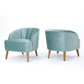 Seafoam Blue Velvet Club Chairs, Set of 2 K7111