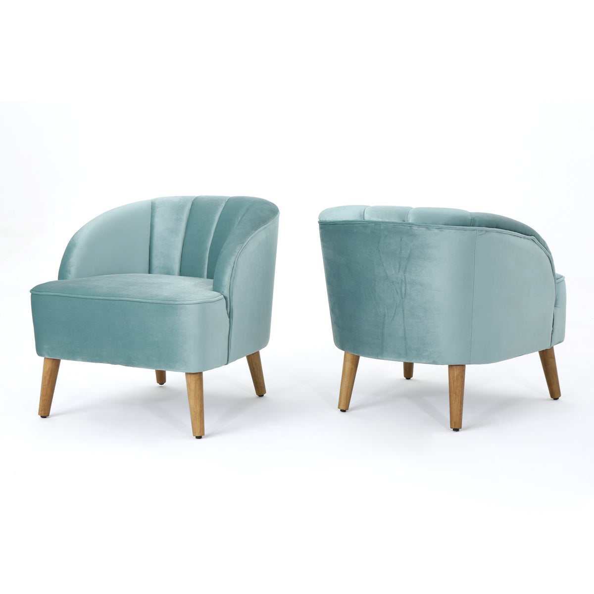 Seafoam Blue Velvet Club Chairs, Set of 2 K7111