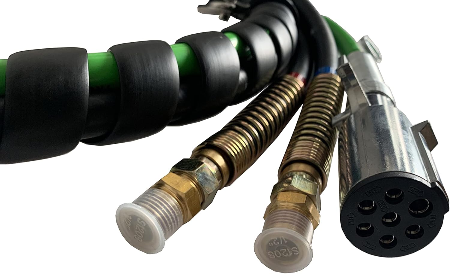 3 in 1 Wrap Air Power Brake Line 12 Ft 7 Way Copper Electrical Cable ABS Wire & Air Line Hose Assembly Heavy Duty Truck Tractor Trailer Parts O519