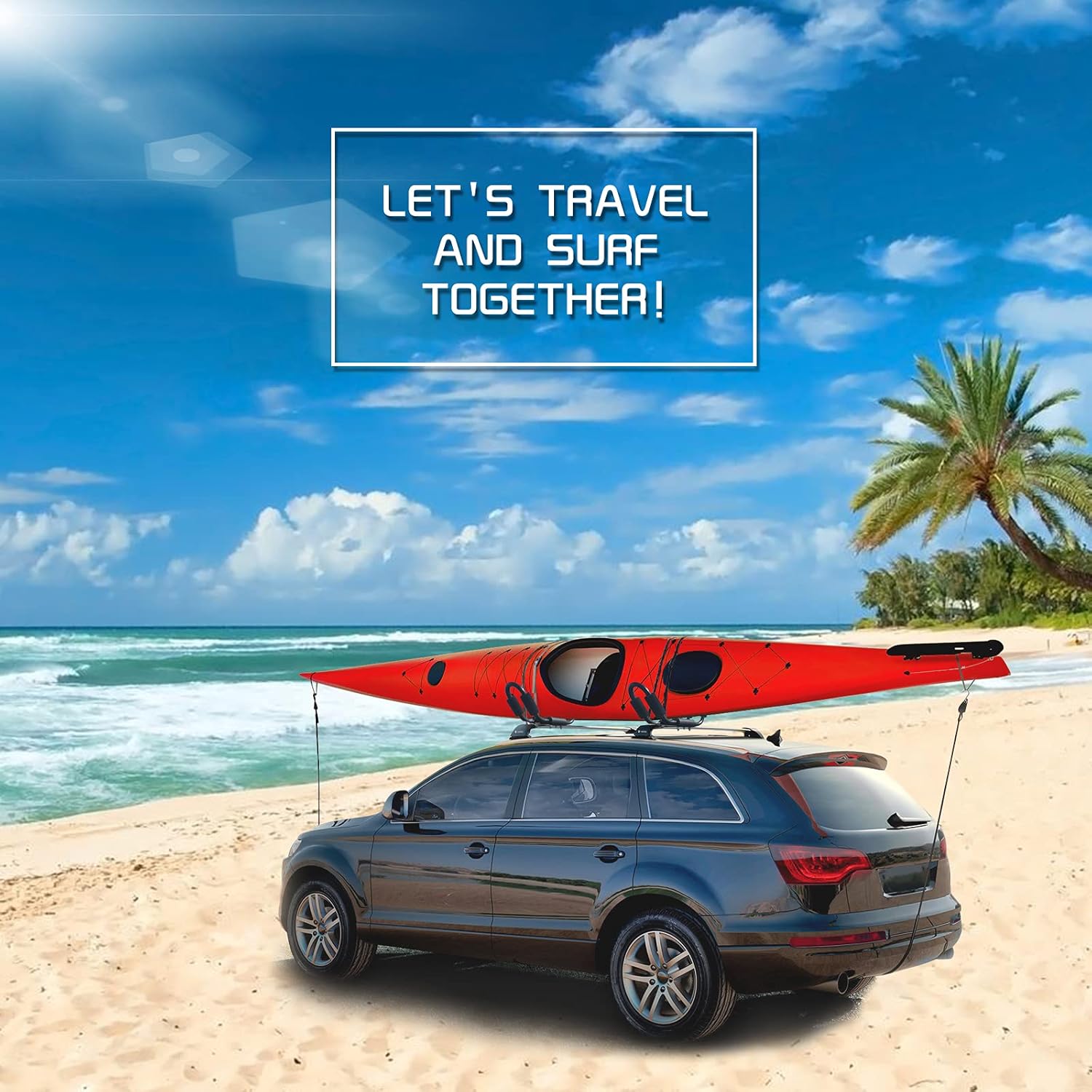 2 Pairs Universal HD Kayak Roof Rack for 2 Kayaks I74613
