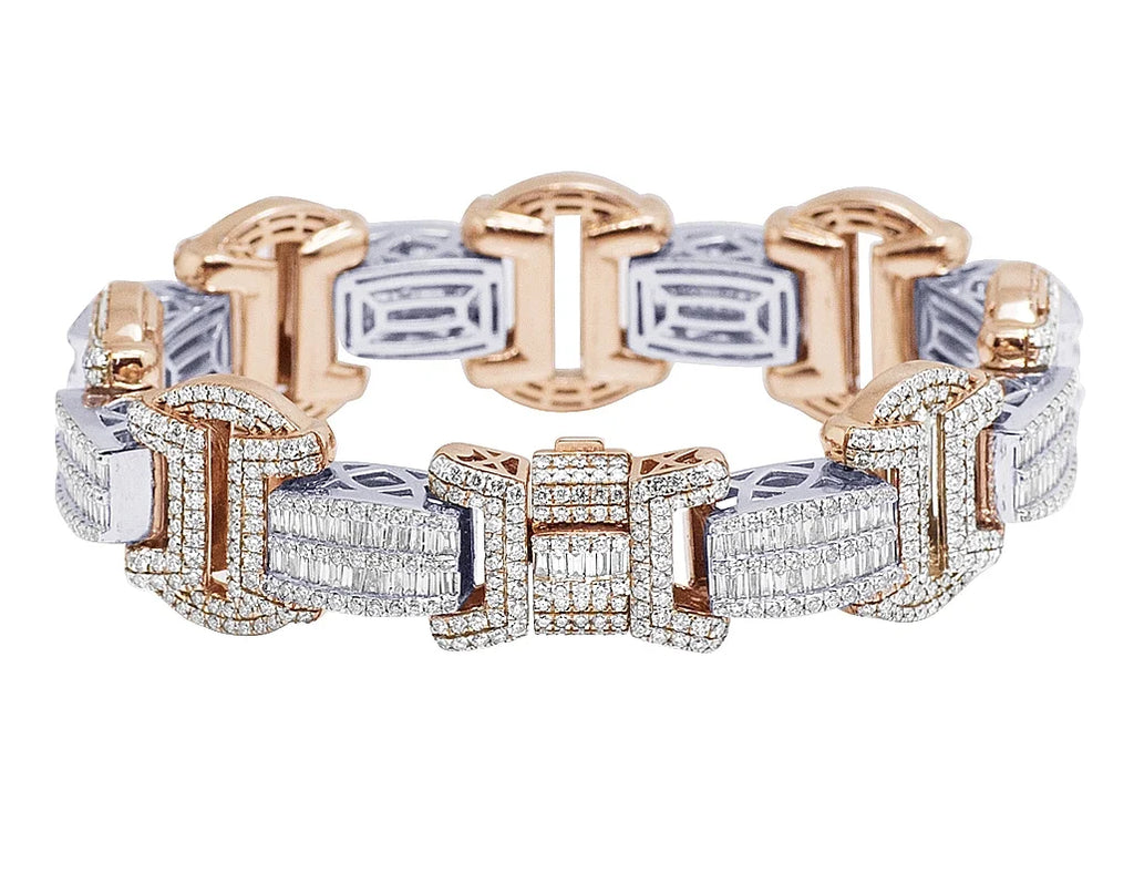 14K Rose White Gold Baguette Diamond Bracelet A368453