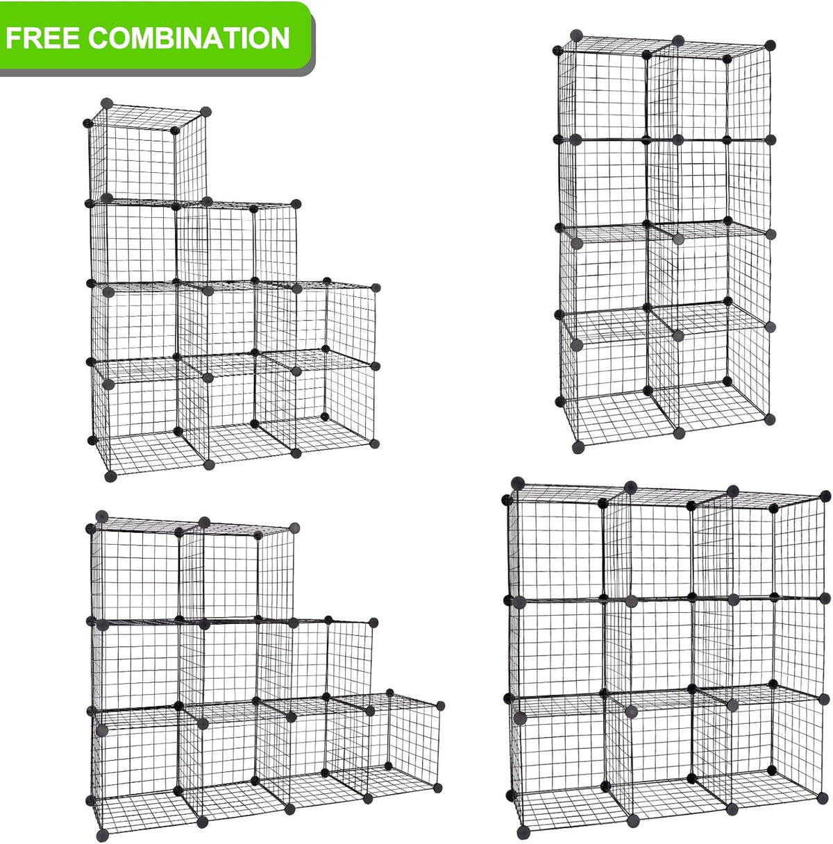 16-Cube Modular Wire Cube Storage Organizer, Black Q751