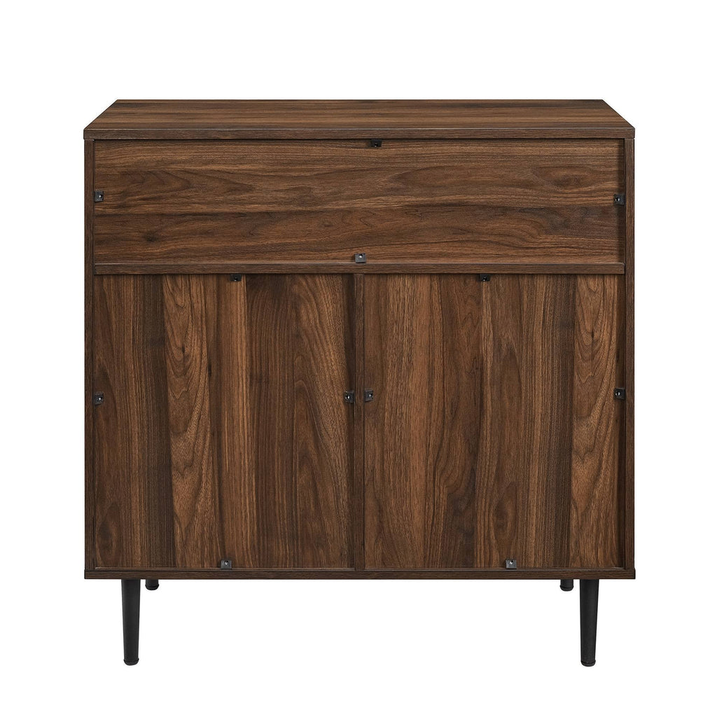 Industrial Metal Door Accent Cabinet Dark Walnut D24493