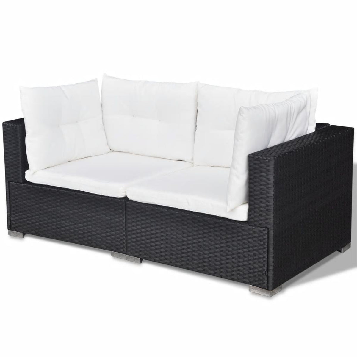 5 Piece Outdoor Sectional Sofa Lounge with Coffee Table and Ottoman Set Cushioned Poly Rattan E4655