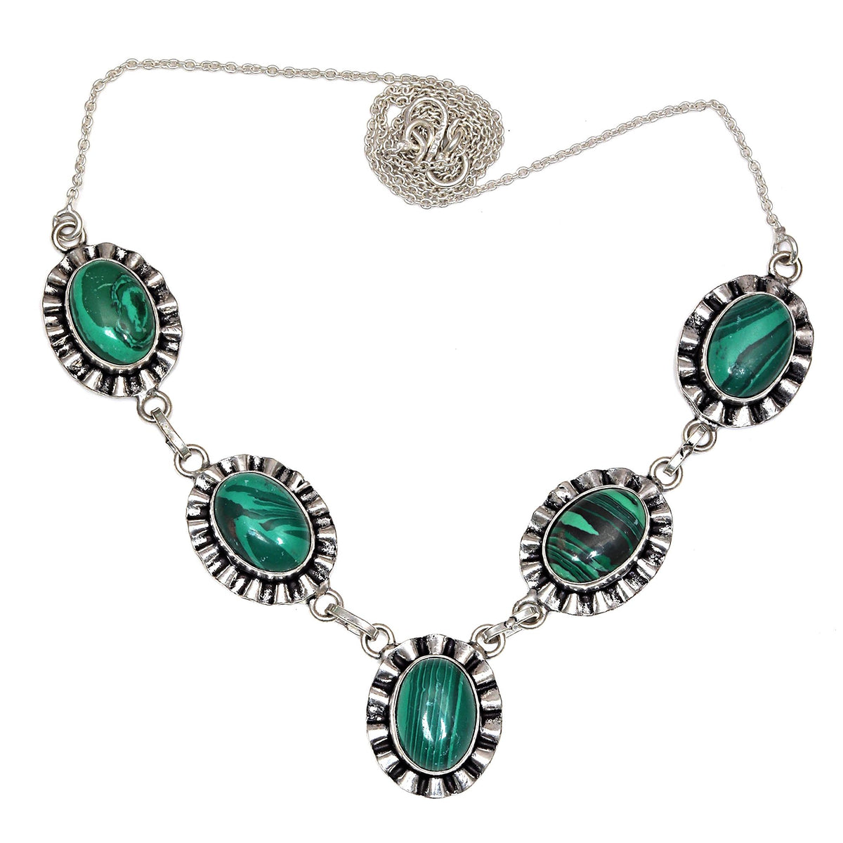Malachite 925 Silver Necklace 20 in T58168