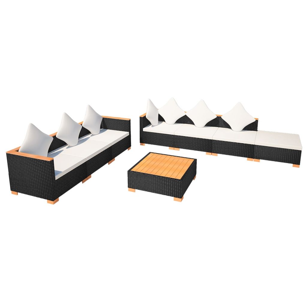 8 Piece Outdoor Poly Rattan Sectional Sofa Set with Ottoman and Coffee Table Z71775