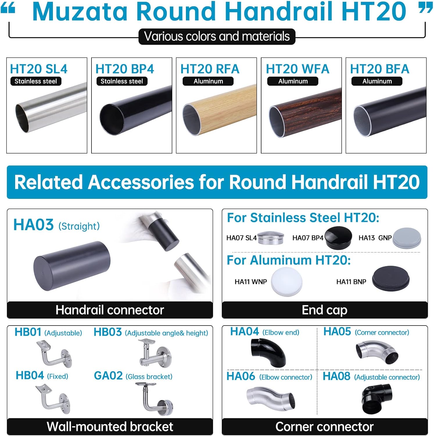 4Pack Adjustable Stainless Steel Handrail Brackets K994