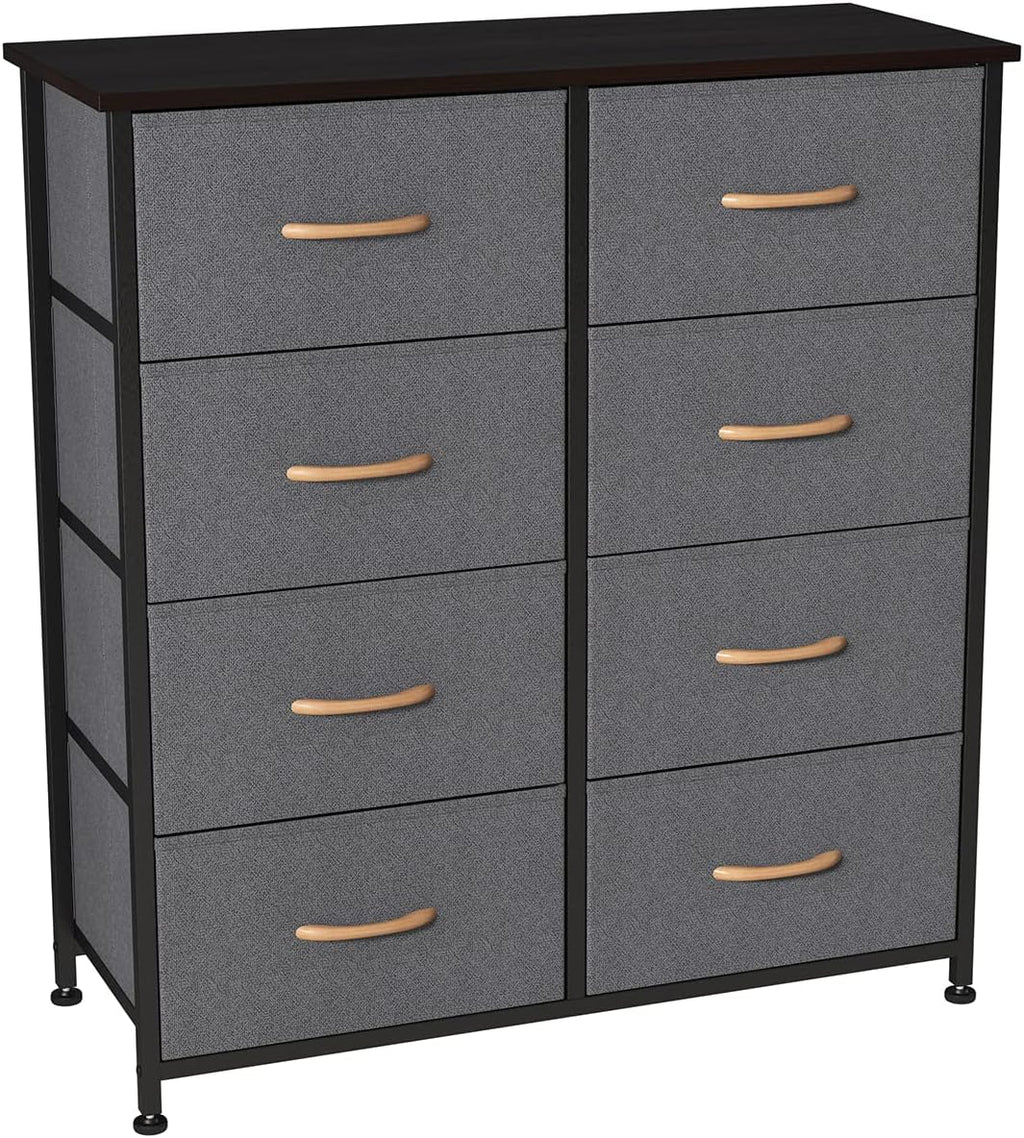 Charcoal Gray/Black 8 Drawer Fabric Dresser O5116