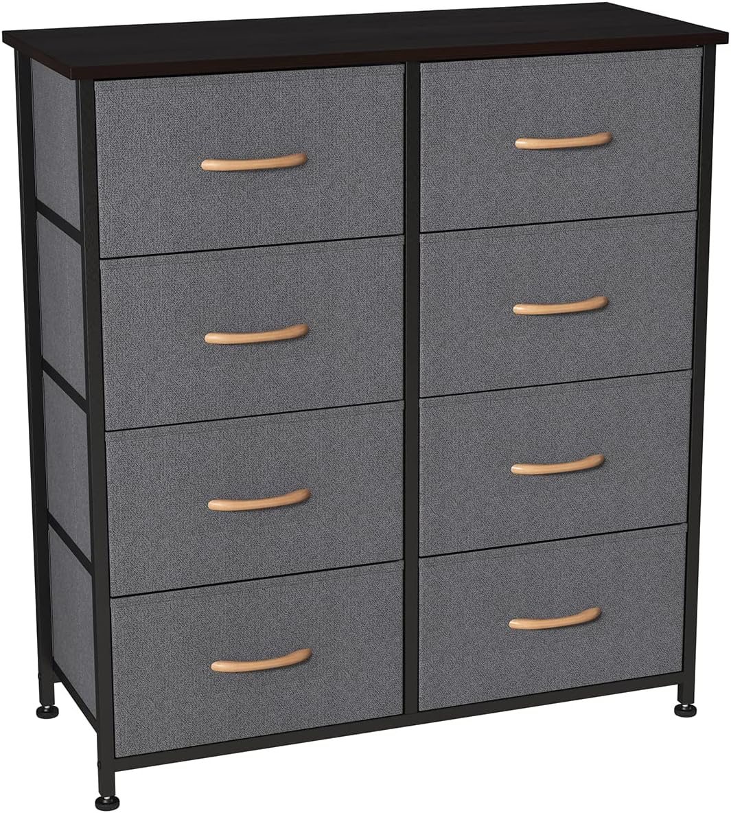 Charcoal Gray/Black 8 Drawer Fabric Dresser O5116