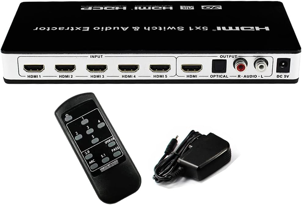 4K HDMI Switch 5 Port with Remote Pack of 2 T4287