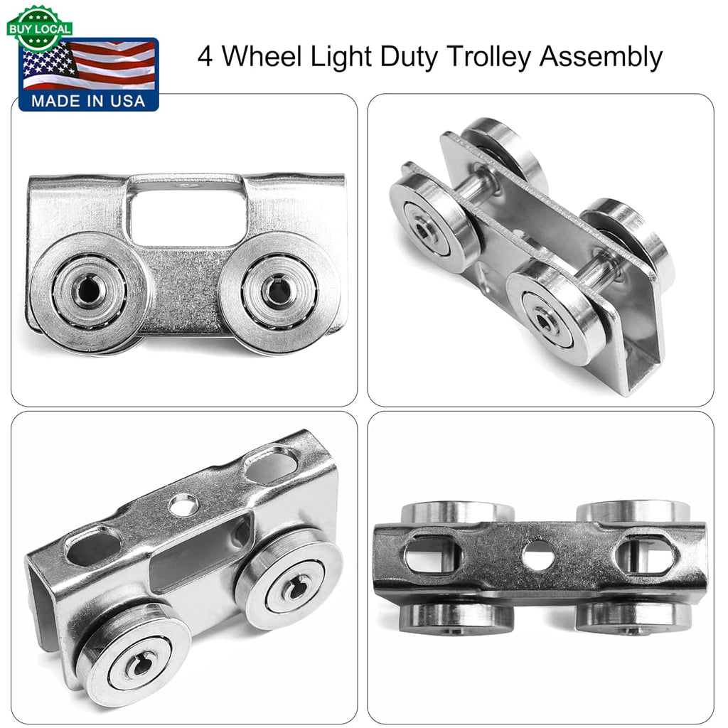 4 Wheel Light Duty Trolley Assembly, Electro-Galvanized Zinc, Pack of 2 T406784