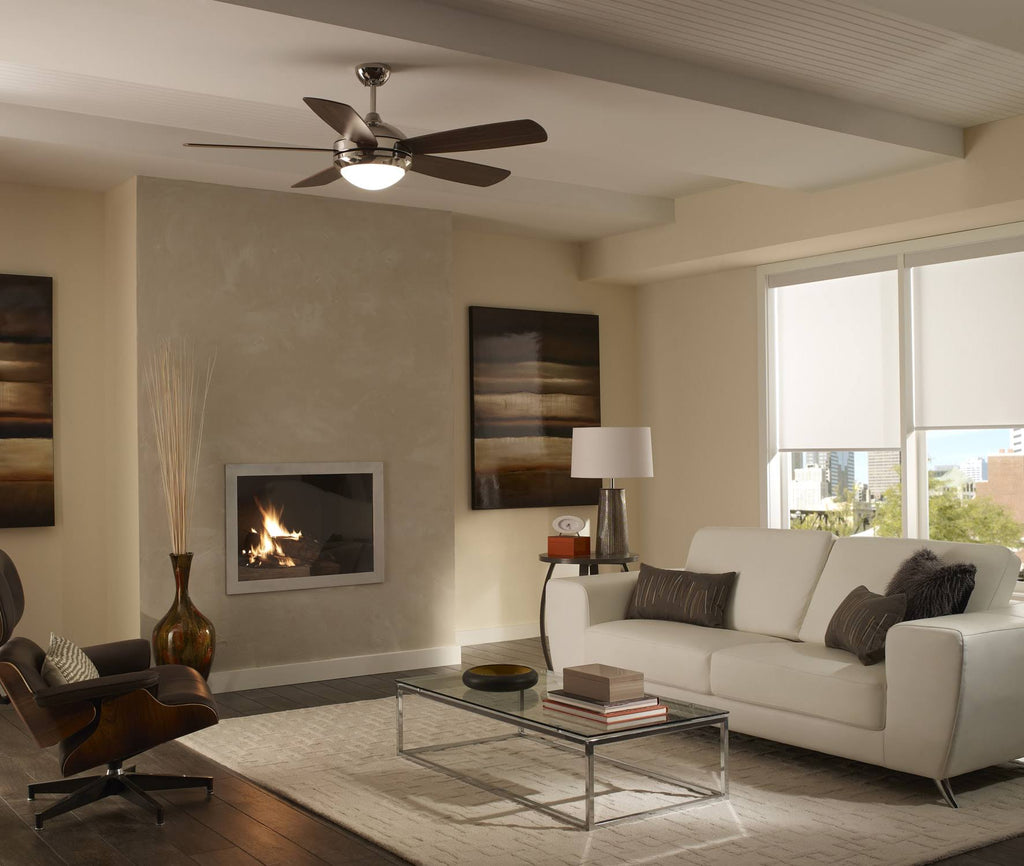 Polished Nickel American Walnut 52x22 Ceiling Fan with Light T853421
