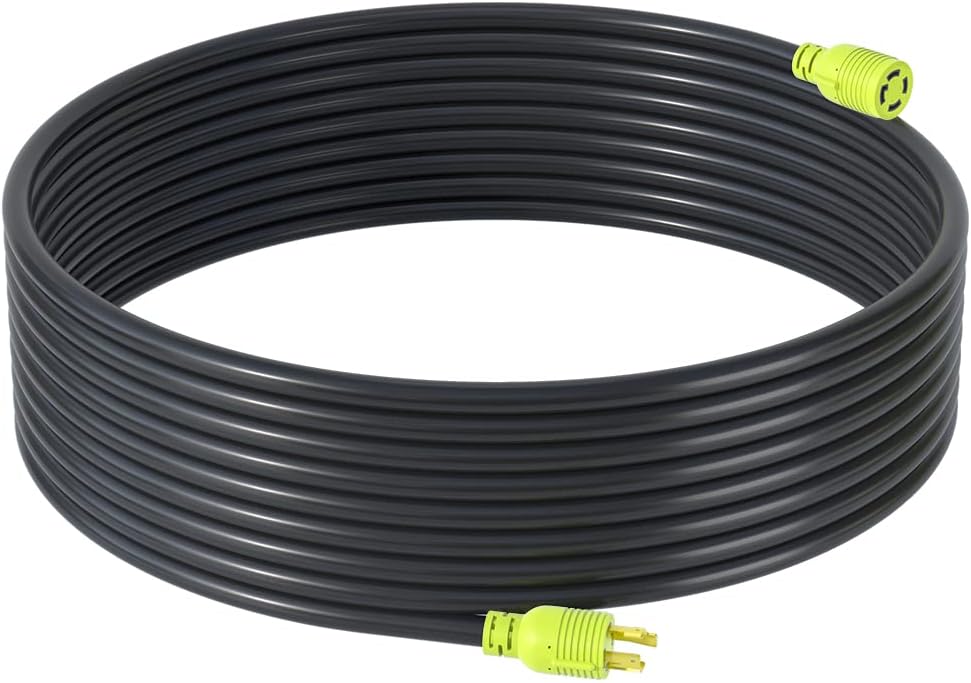 4 Prong 30 Amp Generator Extension Cord, NEMA L14-30P/L14-30R, 10 Gauge SJTW, Twist Lock Plug, 125/250V, 30Amp 7500W, 15FT, Pack of 2 X391105