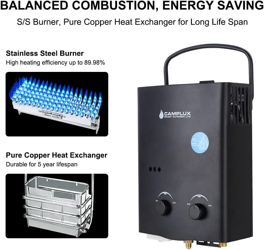 Black 1.32 GPM Outdoor Propane Gas Tankless Water Heater M513562
