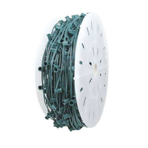 1,000 Foot C7 Christmas Stringer Bulk Reel, Green Wire, Candelabra Base C756248