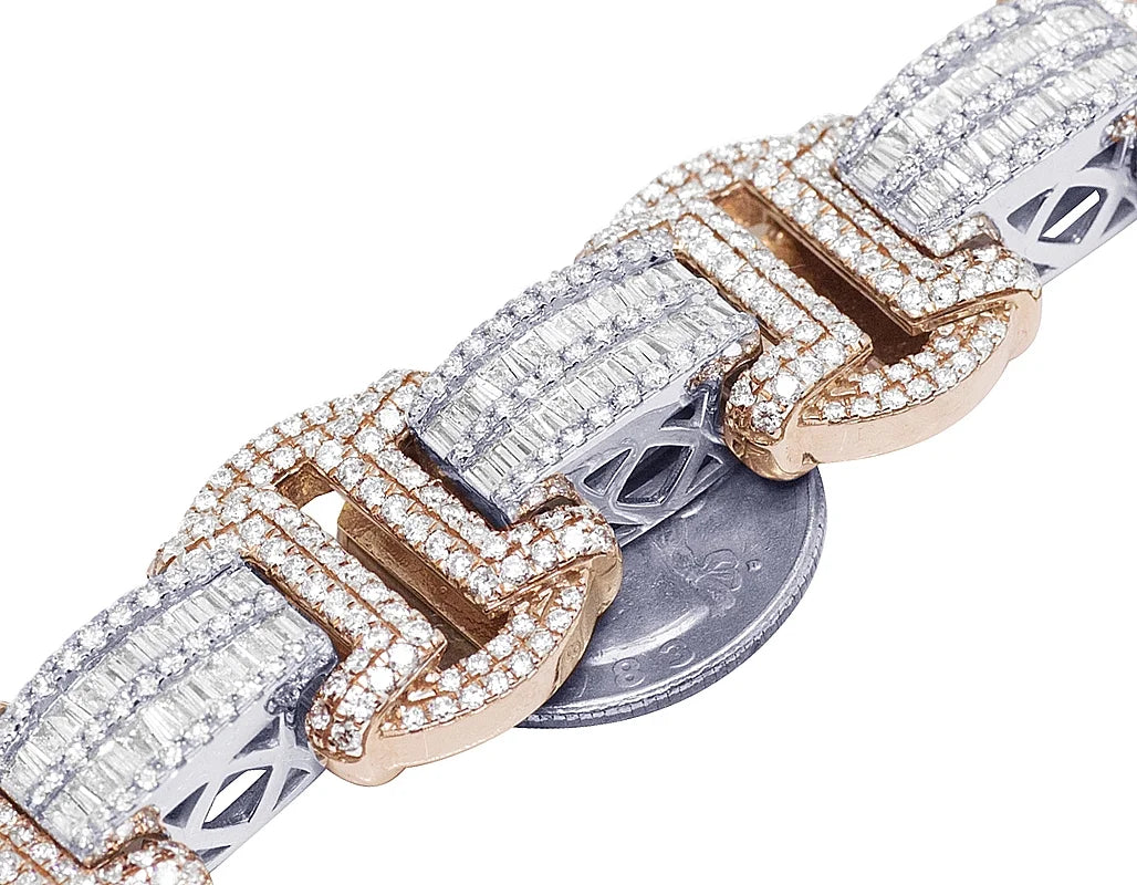 14K Rose White Gold Baguette Diamond Bracelet A368453
