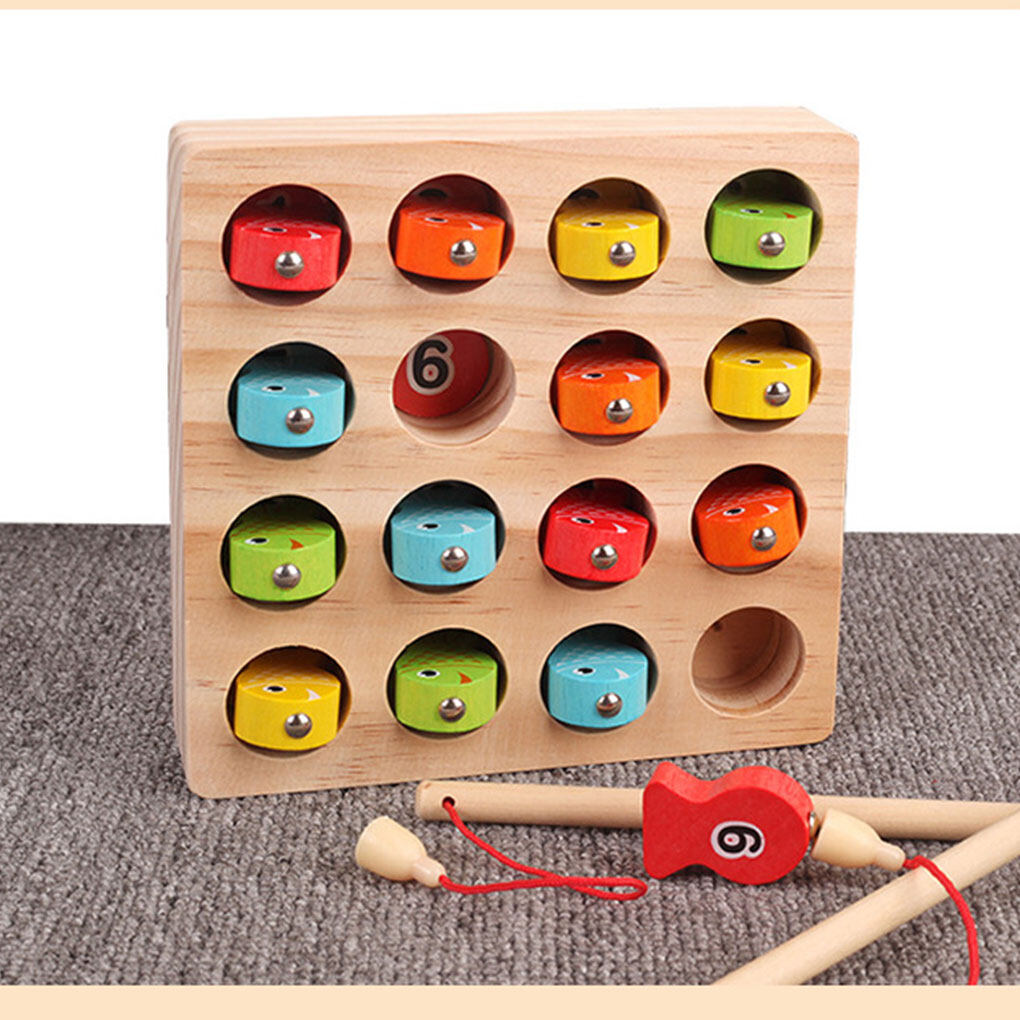 Wooden Magnetic Fishing Game Toy with Double Fishing Rod F60737