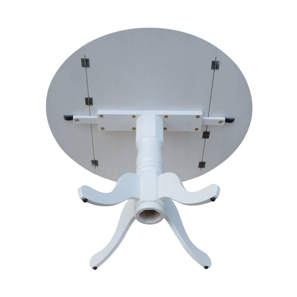 White Round Dual Drop Leaf Pedestal Table U280