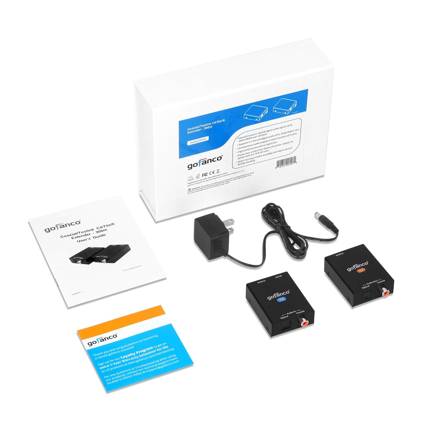 Coaxial Optical Toslink Digital Audio Extender Over CAT5e CAT6 Ethernet Balun Z9273