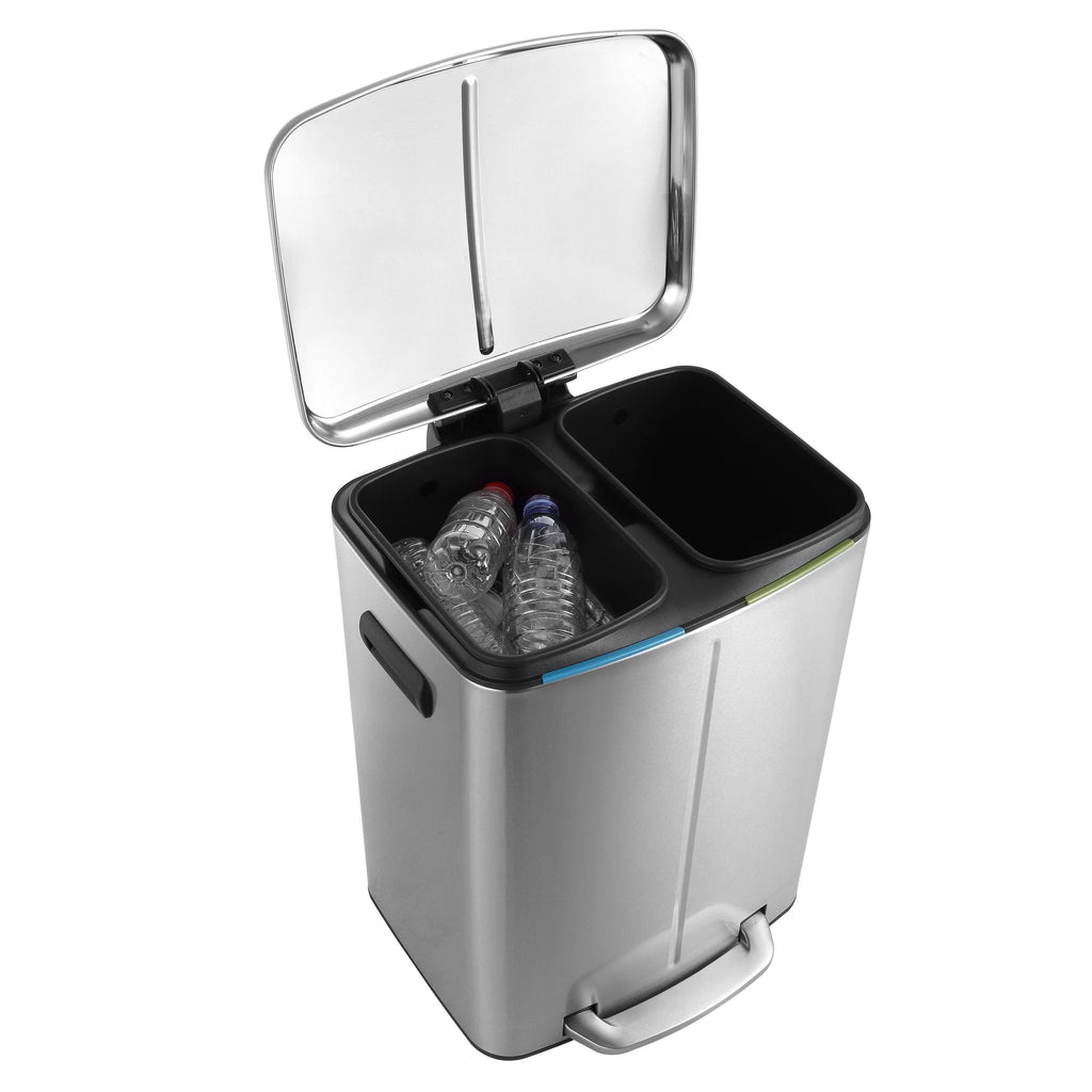 White 10.5-Gallon Double Bucket Trash Can with Lid S282492