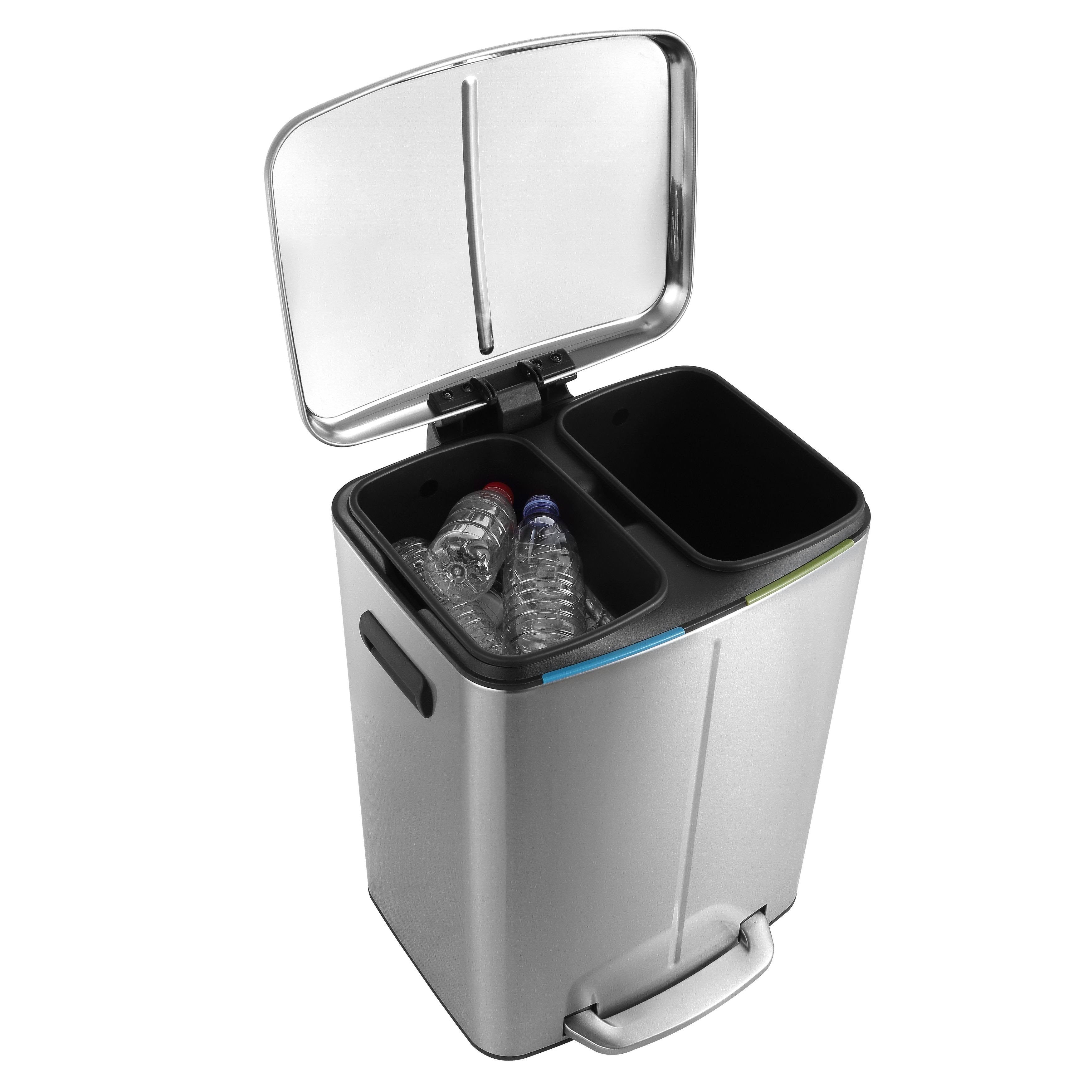 White 10.5-Gallon Double Bucket Trash Can with Lid S282492