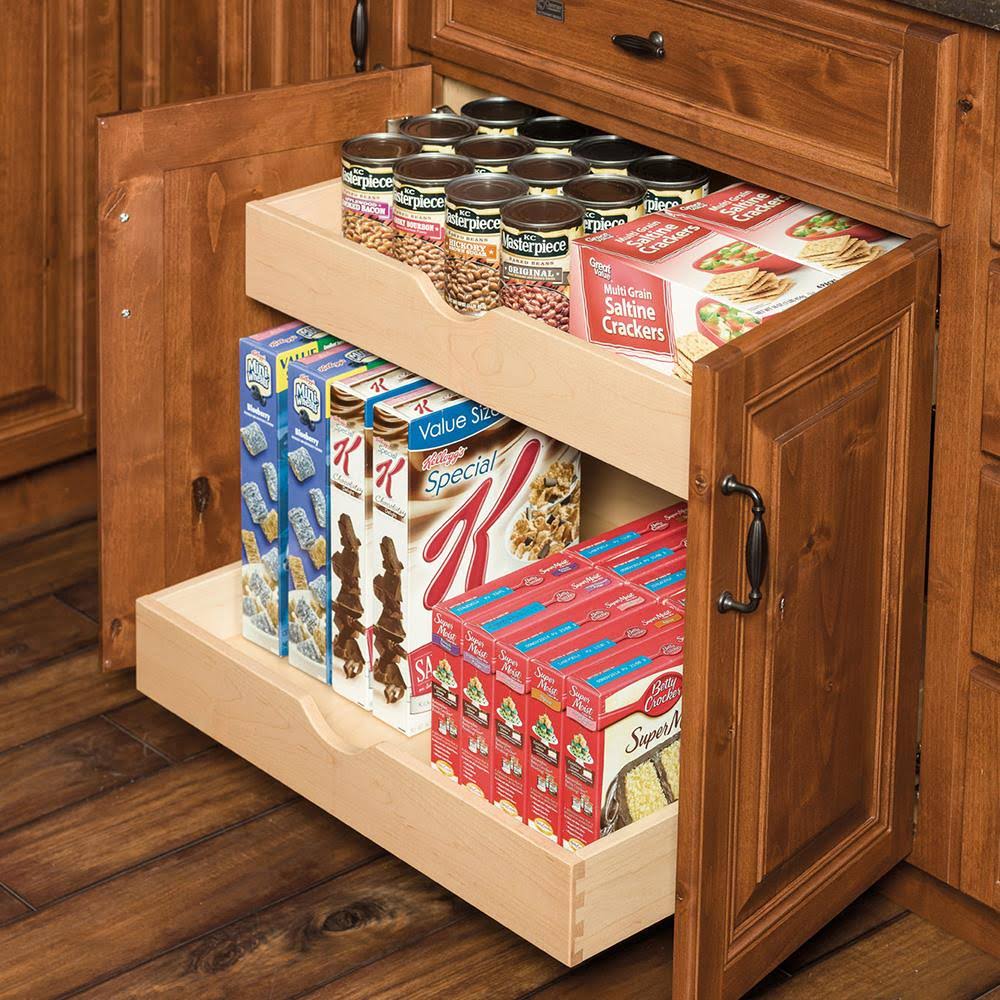 2-Tier Mounted Wood Cabinet Shelf in Brown K176