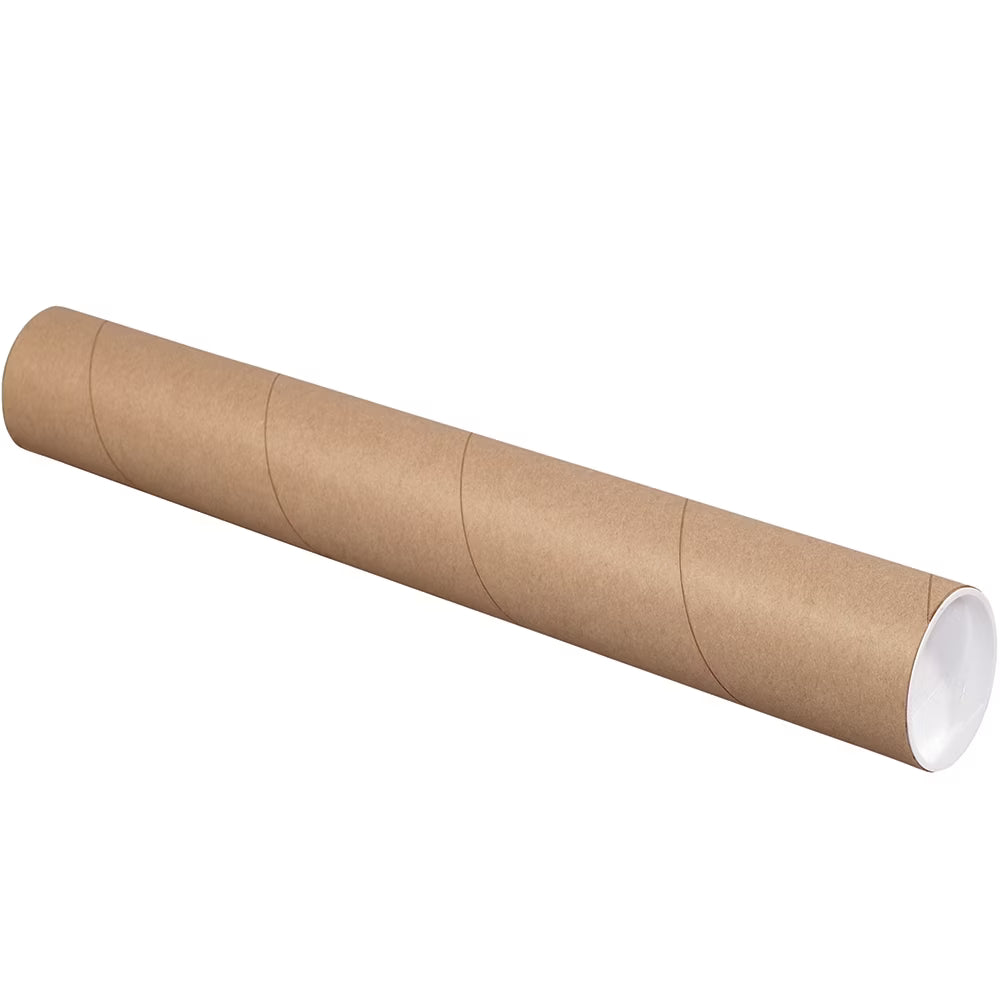 Kraft Mailing Tubes with Caps, 3x38, 24/CS J61781