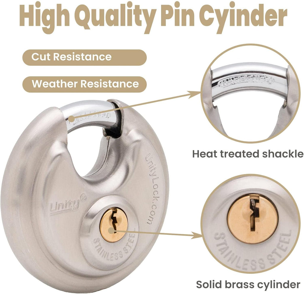 Stainless Steel Disc Padlock, 2-3/4" (70mm), Pack of 2 V6482