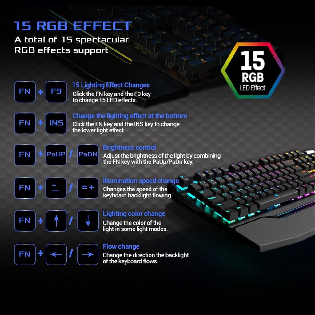 Wired Mechanical Gaming Keyboard with RGB Aluminum Top B70674