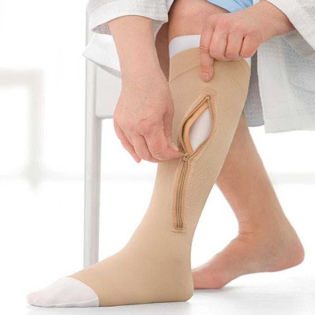 Beige XX-Large Right Compression Stocking with Zipper Z220360