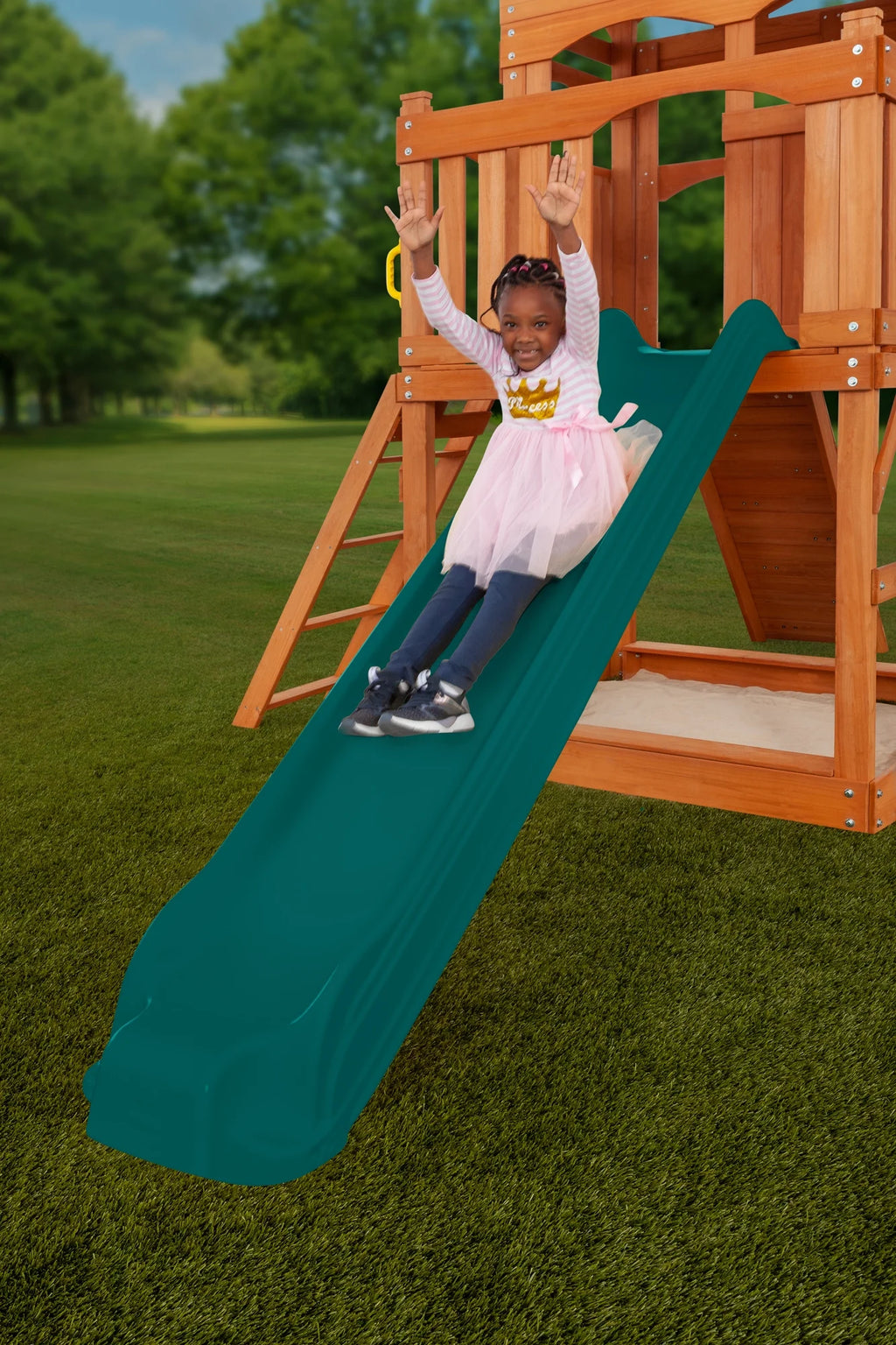 Wooden Playset with Slide and Swing I805179